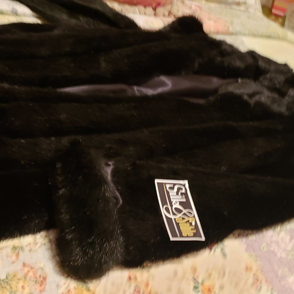 Faux Black Mink Coat